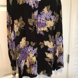 Long Carol little black blouse with purple flowers